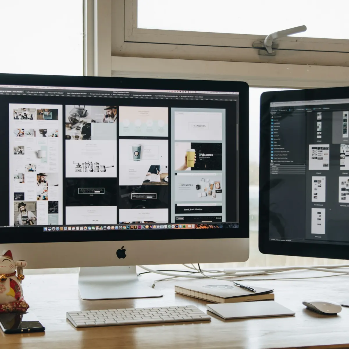 Deux écrans affichant les maquettes d'un nouveau site internet, pour la refonte d'un site web