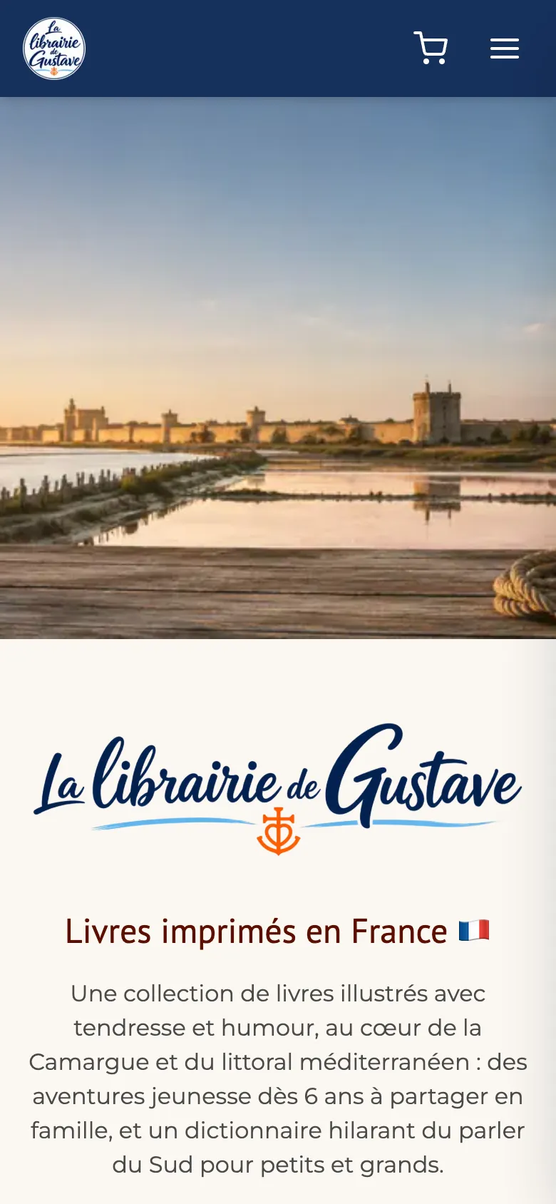 Accueil de la Librairie de Gustave sur téléphone